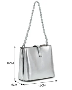 RIFLE - Minibag argento con tre scomparti principali e pattina con chiusura a girello, tracolla removibile