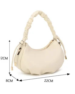 RIFLE - Minibag beige con manico arricciato, tracolla removibile