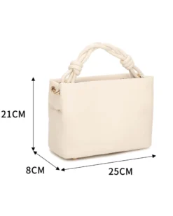 RIFLE - Minibag beige con manico intrecciato, tracolla removibile