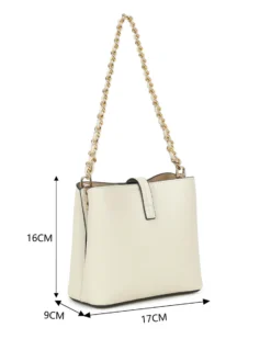 RIFLE - Minibag beige con tre scomparti principali e pattina con chiusura a girello, tracolla removibile