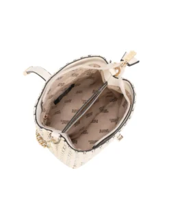 RIFLE - Minibag beige intrecciata con con pattina e chiusura a girello