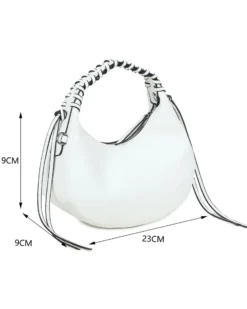 RIFLE - Minibag bianca con manico intrecciato, tracolla removibile