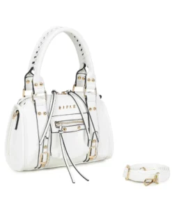 RIFLE - Minibag bianca con taschino frontale, tracolla removibile