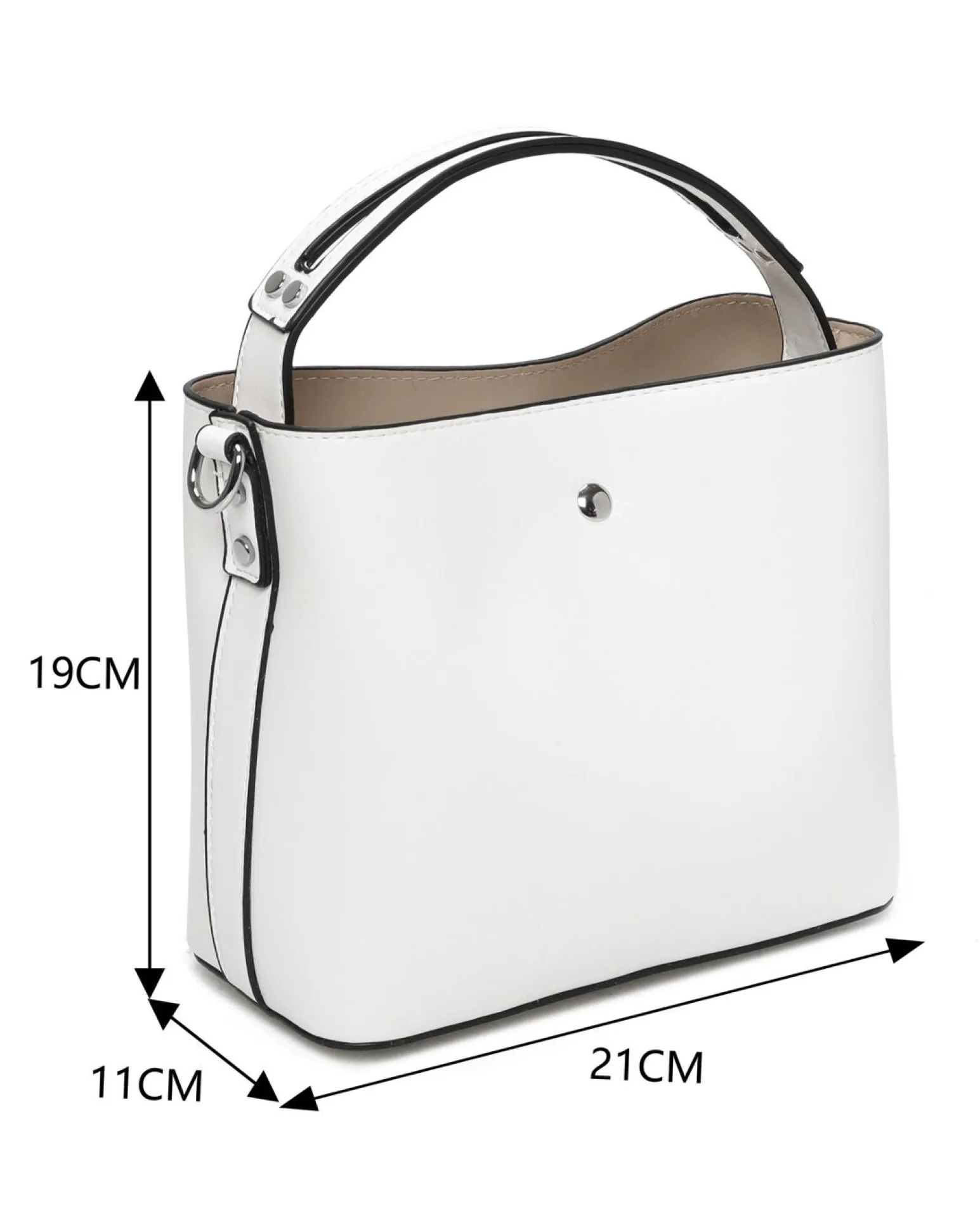 RIFLE - Minibag bianca con tre scomparti principali e dettaglio catenina, tracolla removibile