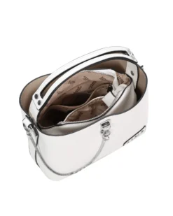 RIFLE - Minibag bianca con tre scomparti principali e dettaglio catenina, tracolla removibile