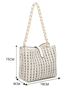 RIFLE - Minibag bianca intrecciata con con pattina e chiusura a girello