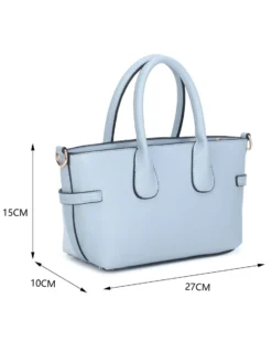 RIFLE - Minibag due manici celeste con parte frontale scamosciata e dettaglio cinturino con girello, tracolla removibile
