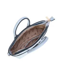 RIFLE - Minibag due manici celeste con parte frontale scamosciata e dettaglio cinturino con girello, tracolla removibile