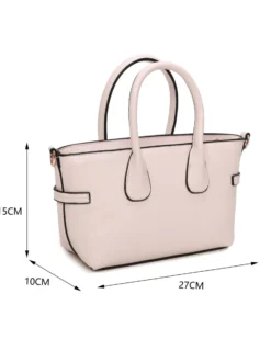 RIFLE - Minibag due manici cipria con parte frontale scamosciata e dettaglio cinturino con girello, tracolla removibile