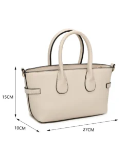 RIFLE - Minibag due manici naturale con parte frontale scamosciata e dettaglio cinturino con girello, tracolla removibile
