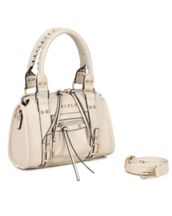 RIFLE - Minibag naturale con taschino frontale, tracolla removibile