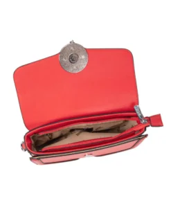 RIFLE - Minibag rossa a spalla con ciondolo sulla patta e tasca frontale, tracolla removibile