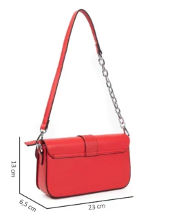 RIFLE - Minibag rossa a spalla con ciondolo sulla patta e tasca frontale, tracolla removibile