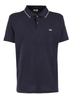 RIFLE - Polo manica corta blu in piquet