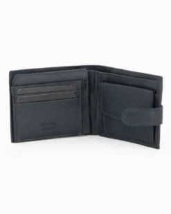 RIFLE - Portafoglio blu in VERA PELLE con pattina e ribaltina