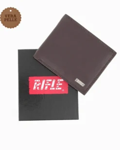 RIFLE - Portafoglio marrone in VERA PELLE con ribaltina interna