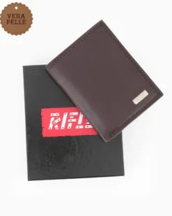 RIFLE - Portafoglio marrone in VERA PELLE con ribaltine