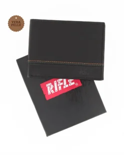 RIFLE - Portafoglio nero da uomo in VERA PELLE