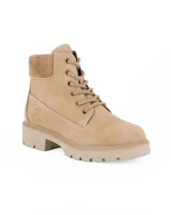 RIFLE - Scarponcino beige da donna con lacci e zip laterale
