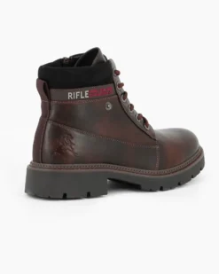RIFLE - Scarponcino marrone da uomo con lacci e zip laterale