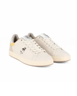 RIFLE - Sneaker beige con inserti gialli