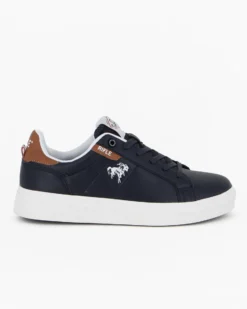 RIFLE - Sneaker blu con patch marrone