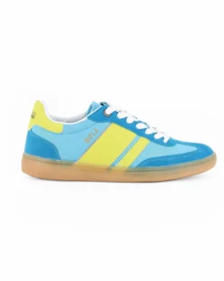 RIFLE - Sneakers azzurra e verde con lacci e logo laterale