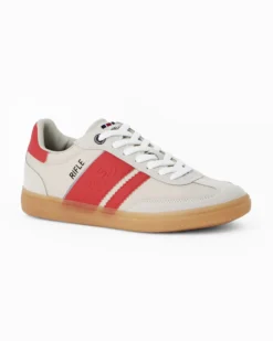 RIFLE - Sneakers grigia da uomo con patch psteriore e bande laterali rosse