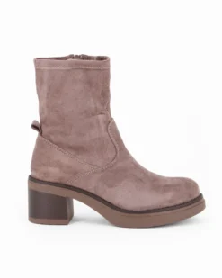 RIFLE - Stivaletto beige scamosciato con zip laterale, tacco 6CM