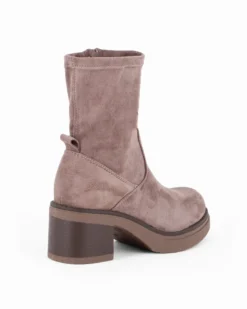 RIFLE - Stivaletto beige scamosciato con zip laterale, tacco 6CM