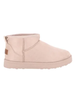 RIFLE - Stivaletto beige scamosciato con pelliccia interna