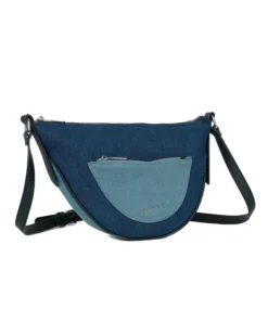 RIFLE - Tracolla mezzaluna jeans con tasca frontale