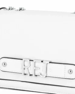RIFLE - Tracollina bianca con lettere logo scorrevoli sulla patta