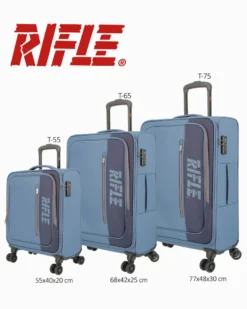 RIFLE - TROLLEY BLU IN TESSUTO CON DOPPIA TASCA FRONTALE, COMBINAZIONE TSA E 4 RUOTE