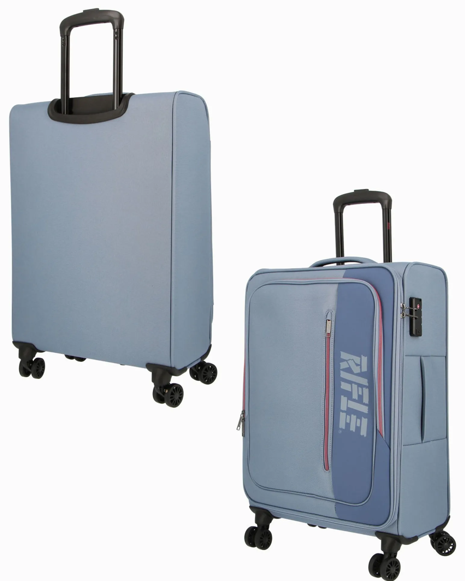 RIFLE - TROLLEY BLU IN TESSUTO CON DOPPIA TASCA FRONTALE, COMBINAZIONE TSA E 4 RUOTE
