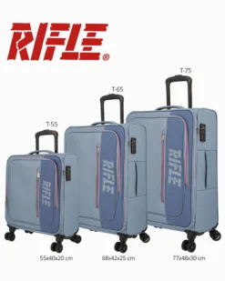 RIFLE - TROLLEY BLU IN TESSUTO CON DOPPIA TASCA FRONTALE, COMBINAZIONE TSA E 4 RUOTE
