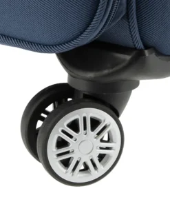 RIFLE - TROLLEY BLU IN TESSUTO CON DOPPIA TASCA FRONTALE E 4 RUOTE