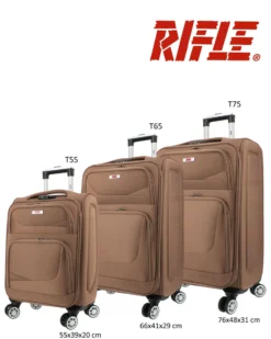 RIFLE - TROLLEY CAMEL IN TESSUTO CON DOPPIA TASCA FRONTALE E 4 RUOTE