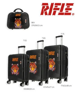 RIFLE - TROLLEY NERO CON TIGRE IN ABS