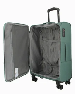 RIFLE - TROLLEY VERDE IN TESSUTO CON DOPPIA TASCA FRONTALE, COMBINAZIONE TSA E 4 RUOTE