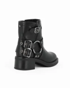 RIFLE - Tronchetto nero con fibbie e zip laterale, tacco 4,5CM