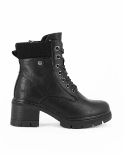 RIFLE - Tronchetto nero con lacci e zip laterale, tacco 6CM