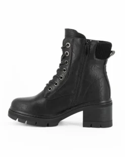 RIFLE - Tronchetto nero con lacci e zip laterale, tacco 6CM