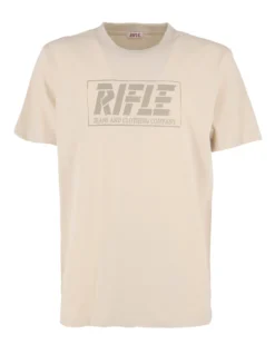 RIFLE - Tshirt manica corta beige in tessuto fiammata