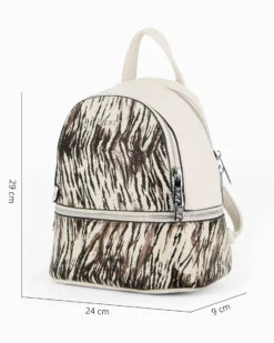 RIFLE - Zaino animalier beige con due scomparti principali e tasca frontale con zip orizzontale