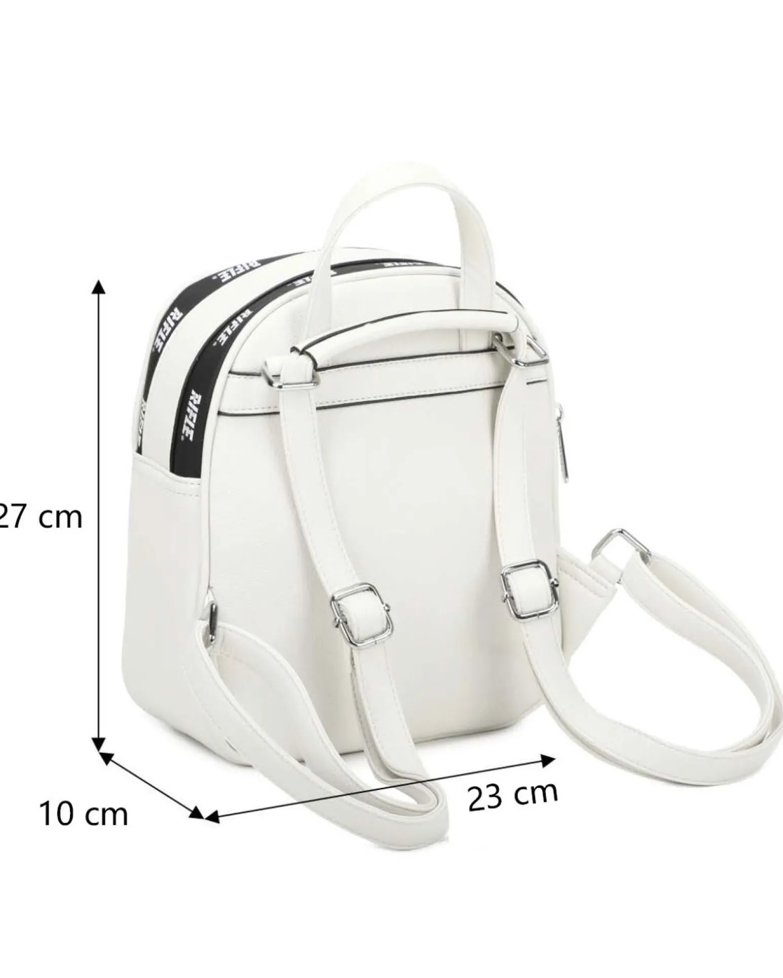 RIFLE - Zaino bianco con doppia cerniera loggata e tasca frontale
