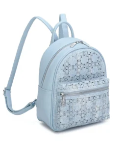 RIFLE - Zaino celeste con tascone frontale e strass