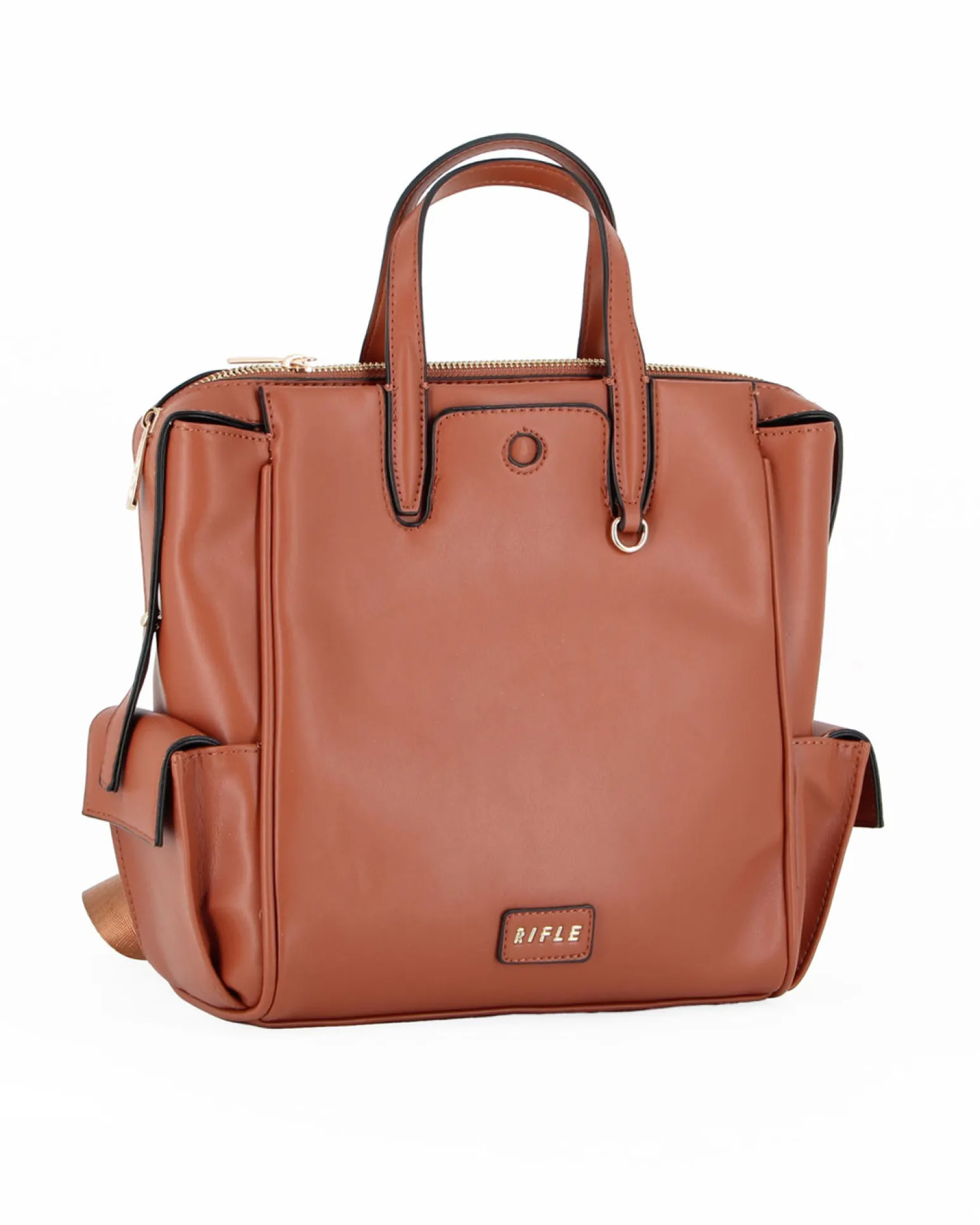 RIFLE - Zaino cuoio con tasche laterali e tre scomparti