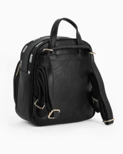 RIFLE - Zaino nero con parte frontale scamosciata e due zip loggate
