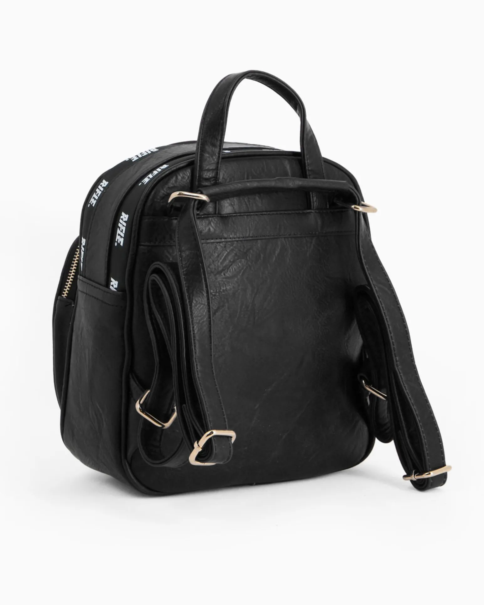 RIFLE - Zaino nero con parte frontale scamosciata e due zip loggate